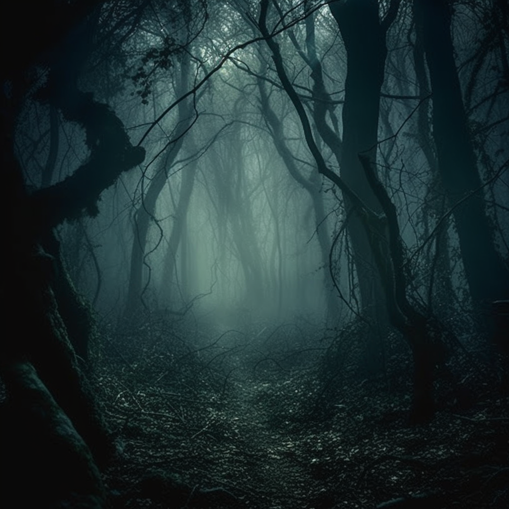 spooky forest at night