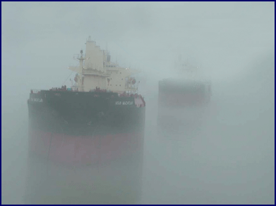 ships in the fog