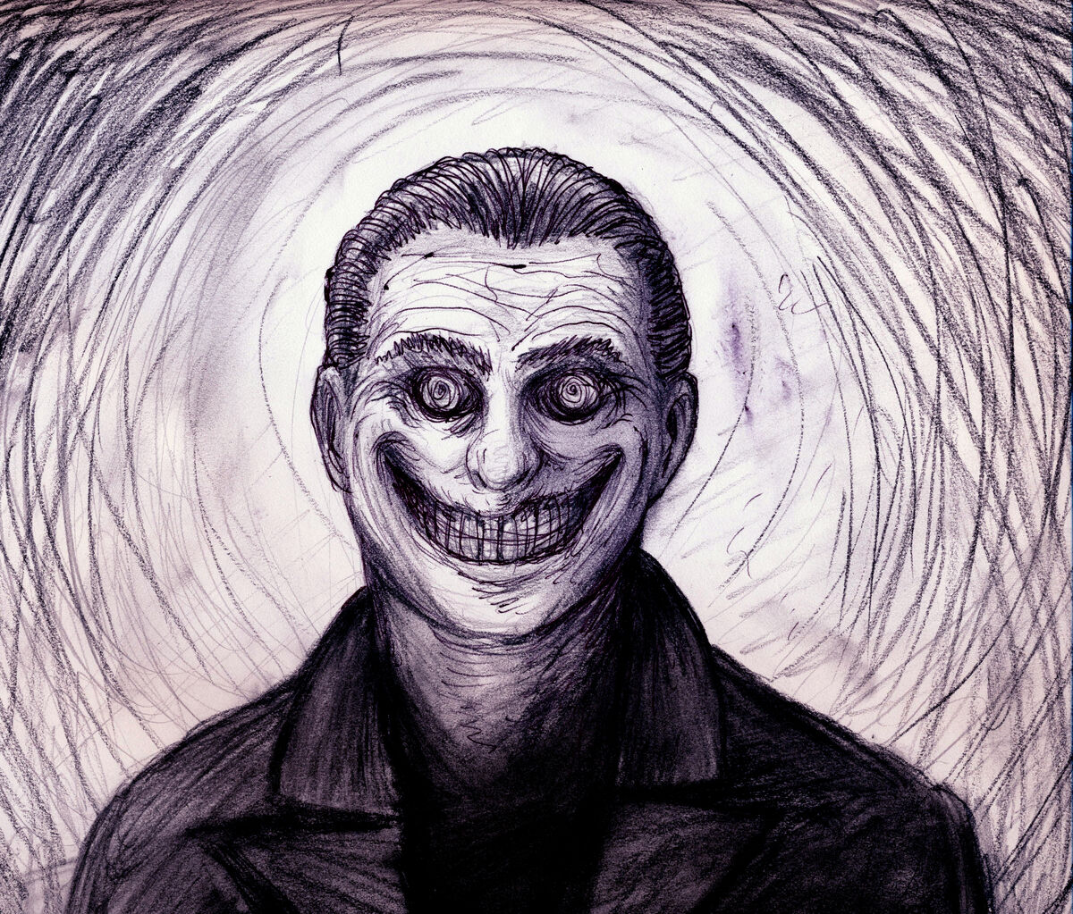 creepy man face smiling
