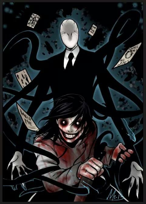 jeff the killer and slenderman fighting