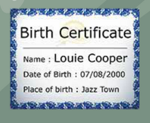 Certificado de nacimiento de Louie