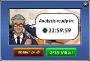 Notifying the player about the time remaining for the analysis to complete.
