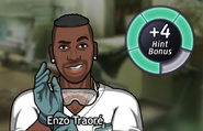 The player may choose Enzo to join the investigation of each crime scene (in any City of Romance case) and provide hint bonuses.