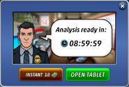 Notifying the player about the time remaining for the analysis to complete.