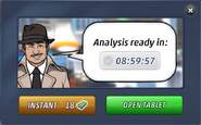 Notifying the player about the time remaining for the analysis to complete.