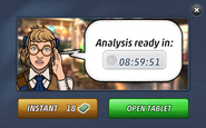 Notifying the player about the time remaining for the analysis to complete.
