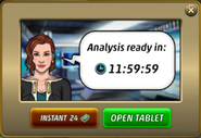 Notifying the player about the time remaining for the analysis to complete.