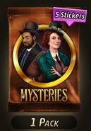 A Mysteries of the Past Sticker Pack, showing Maddie and Isaac.