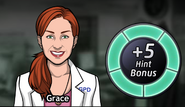 The player may choose Grace to join the investigation of each crime scene (in any Grimsborough case) and provide hint bonuses.