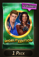 A World Edition Sticker Pack, showing Jack and Carmen.