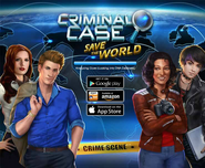 The startup screen for Criminal Case: Save the World.