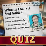 Frank featuring in a "Quiz" promo.