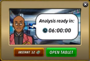 Notifying the player about the time remaining for the analysis to complete.