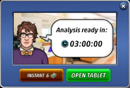 Notifying the player about the time remaining for the analysis to complete.