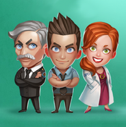 Chibi versions of Samuel, Jones and Grace.