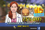 Grace in Facebook Fall Games Sale: Super Bundle Burger and 150000 Coins.