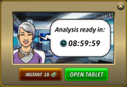 Notifying the player about the time remaining for the analysis to complete.