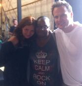 "Writer @iKimHarrison with guest stars Brigid Brannagh and Jack Coleman on the set of #CriminalMinds 7x08, "Hope"." CM Writers Twitter October 4, 2011