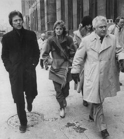 Christopher Walken, Susan Sarandon and Norman Mailer take on a lunch break during Abbott's trial