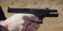 4th Generation Glock 17 with slide retracted.