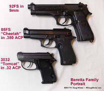 A 92FS (top) compared with two other Beretta guns.