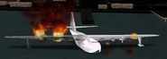 The aircraft burning in Manhattan