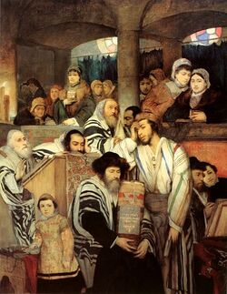 Gottlieb-Jews Praying in the Synagogue on Yom Kippur