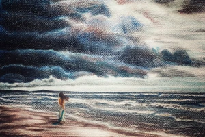 Fan art of '"`UNIQ--nowiki-00000014-QINU`"'Cordelia and the sea, by '"`UNIQ--nowiki-00000015-QINU`"'