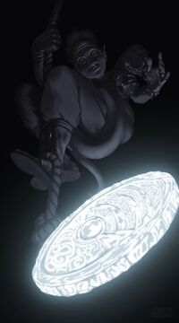 Orym dropping the coin of delving