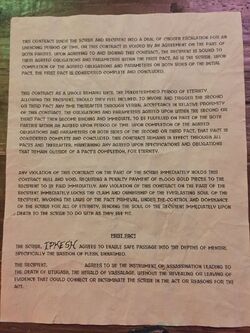 The first page of the contract proposed by . Written and designed by 