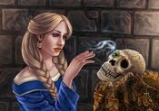 Fan art of Lady Allura examining the soul-gem of a githyanki, by Melissa Kelt.[art 2]