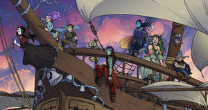 Official art of of the characters of Campaign Three, by Kendra Wells. Released as a wallpaper for the 2021 festive season..[art 61]