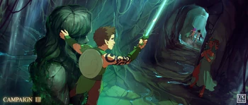 Fan art of '"`UNIQ--nowiki-000000A8-QINU`"'Serataani blessing Orym's sword, by '"`UNIQ--nowiki-000000A9-QINU`"'
