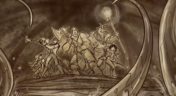 Vox Machina vs aboleth in Crystalfen Lake