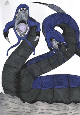 Fan art of '"`UNIQ--nowiki-0000000B-QINU`"'a basalt caecilian, by '"`UNIQ--nowiki-0000000C-QINU`"'