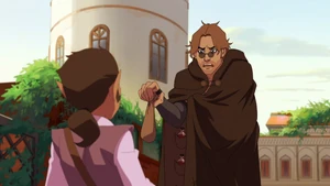 Screenshot of Scanlan and the spice dealer, by&nbsp; from "A Deadly Bargain" (LVM3x01)