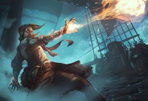 Caleb casting fire on a ship - Matt Hubel