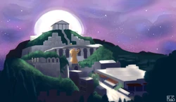 Fan art of '"`UNIQ--nowiki-00000015-QINU`"'Hestavar, the Bright City, by '"`UNIQ--nowiki-00000016-QINU`"'