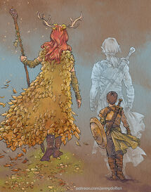 Orym guarding Keyleth - Jenny Dolfen