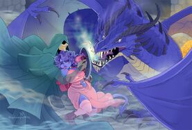 Jester and The Traveler vs the blue dragon by Amy King