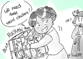 Fan art of '"`UNIQ--nowiki-0000000B-QINU`"'Jean with the chickens, by '"`UNIQ--nowiki-0000000C-QINU`"'