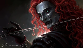 Fan art of '"`UNIQ--nowiki-00000031-QINU`"'Bolaire with a glass weapon, by '"`UNIQ--nowiki-00000032-QINU`"'