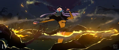 Fan art of '"`UNIQ--nowiki-00000014-QINU`"'Vaelus fighting, by '"`UNIQ--nowiki-00000015-QINU`"'