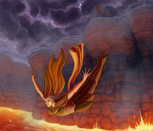 Fan art of '"`UNIQ--nowiki-0000005F-QINU`"'Keyleth diving into the , by '"`UNIQ--nowiki-00000060-QINU`"'