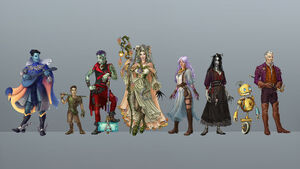 Official character line up of the party, by Hannah Friederichs.[art 59]