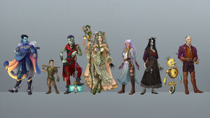 Official character line up of the party, by Hannah Friederichs.[art 50]