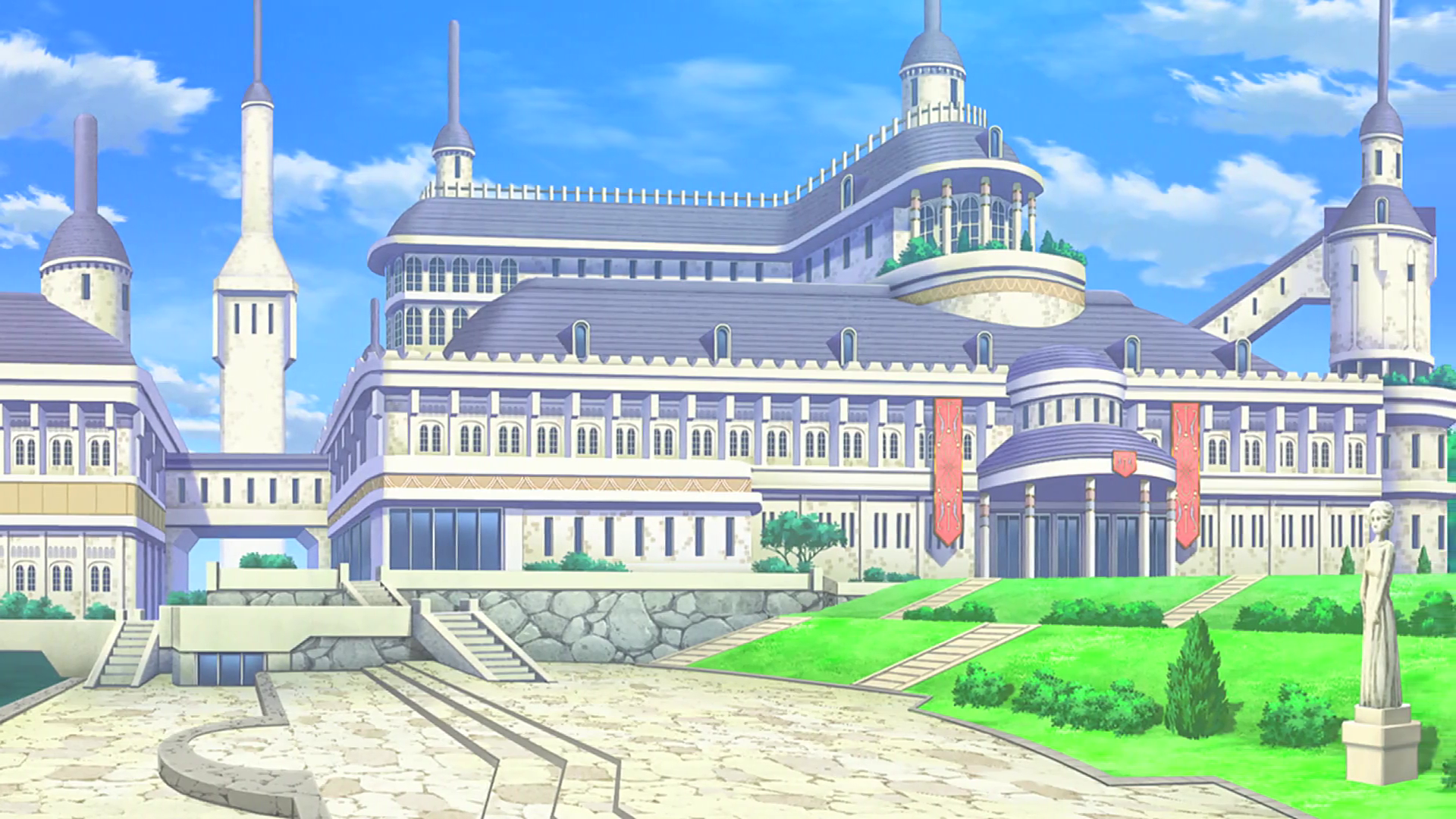 Anime Landscape: Anime Luxury Palace at Night Background