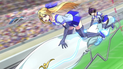 Cross Ange ep 02 Angelise and Momoka on a Iaria vehicule