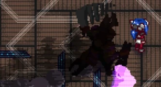 A clone about to hit Lea. Notice its black afterimages.