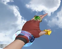 An example which displays a character equipping two rings and a band at the same time